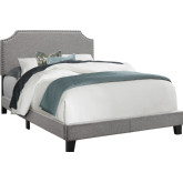 Full Bed in Grey Linen with Chrome Trim